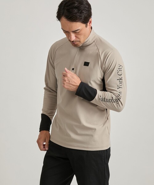 Saturdays Golf(サタデーズゴルフ)の「3D Tricot Half Zip LS Shirt(Tシャツ/カットソー・メンズ・ブラック/ベージュ・L/M/S/XL)」の3枚目の写真