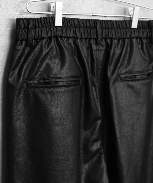 MinoriTY】ヴィンテージレザーダブルタックワイドスラックス バギー