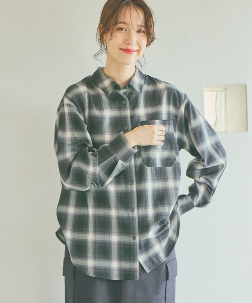 オンブレチェックオーバーサイズシャツ（シャツ/ブラウス）｜studio