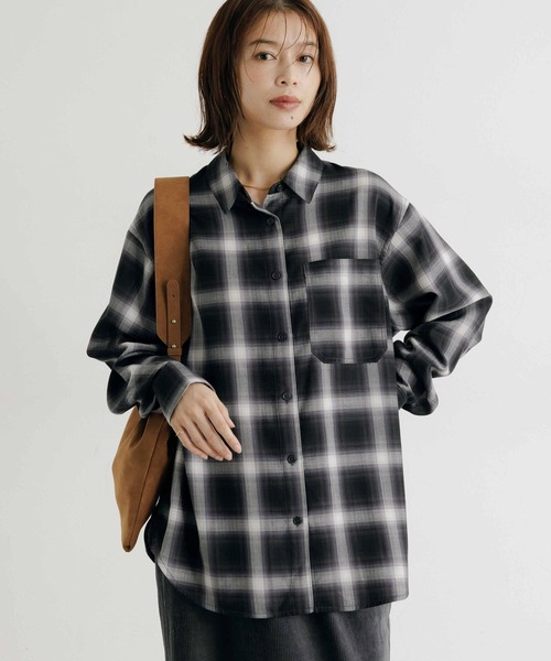 オンブレチェックオーバーサイズシャツ（シャツ/ブラウス）｜studio