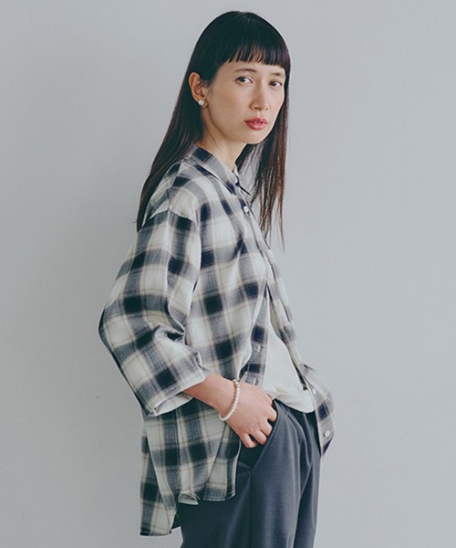AP STUDIO 2万円 オンブレ チェック シャツ　コットン　オーバーサイズ AP STUDIO｜オーバーダイオンブレチェックシャツ | Rakuten Fashion
