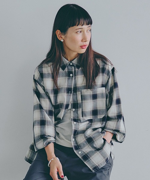 オンブレチェックオーバーサイズシャツ（シャツ/ブラウス