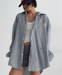 ASCLO（エジュクロ）の「【UNISEX】ASCLO／ダメージストライプシャツ（シャツ/ブラウス）」