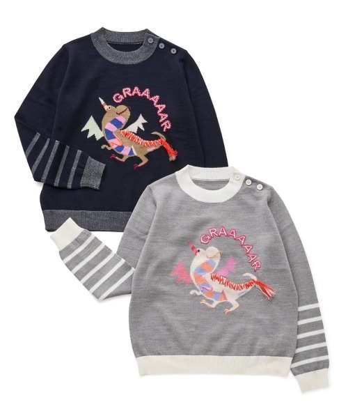 Chesty(チェスティー)の「ドラゴンニット Kids(ニット/セーター・キッズ・グレー/ネイビー・110/130)」の10枚目の写真