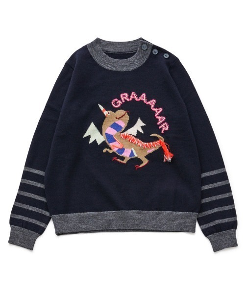 Chesty(チェスティー)の「ドラゴンニット Kids(ニット/セーター・キッズ・グレー/ネイビー・110/130)」の4枚目の写真