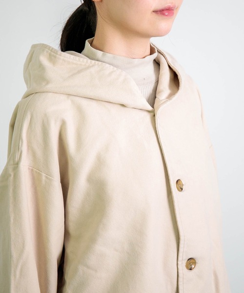 prit ] 甘撚ドビースエード起毛 フードブルゾン