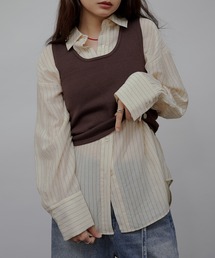 MUHET | sheer stripe oversized shirt / シアーストライプオーバーシャツ(シャツ/ブラウス)