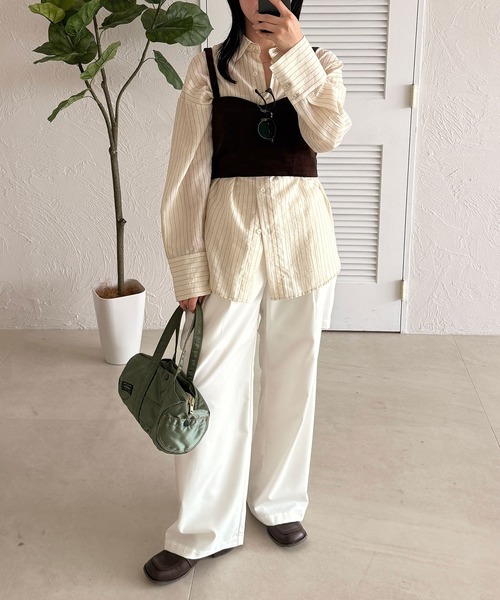 MUHET（ミュエータ）の「sheer stripe oversized shirt / シアーストライプオーバーシャツ（シャツ/ブラウス・レディース・ライトブルー/ベージュ・FREE）」の18枚目の写真