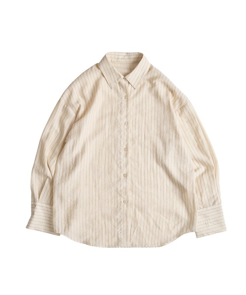 MUHET（ミュエータ）の「sheer stripe oversized shirt / シアーストライプオーバーシャツ（シャツ/ブラウス・レディース・ライトブルー/ベージュ・FREE）」の13枚目の写真