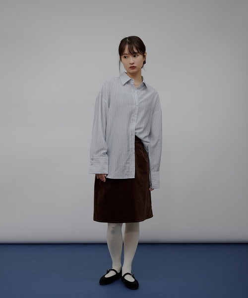 sheer stripe oversized shirt / シアーストライプオーバーシャツ