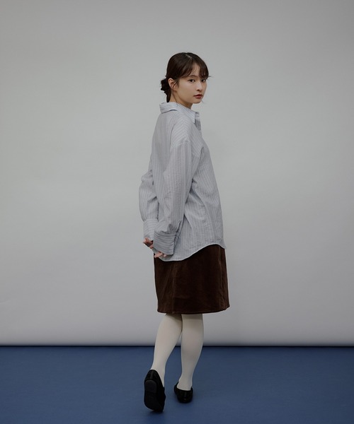 sheer stripe oversized shirt / シアーストライプオーバーシャツ