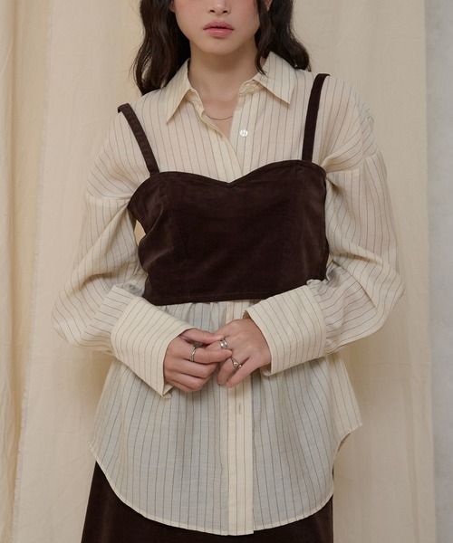 MUHET（ミュエータ）の「sheer stripe oversized shirt / シアーストライプオーバーシャツ（シャツ/ブラウス・レディース・ライトブルー/ベージュ・FREE）」の19枚目の写真