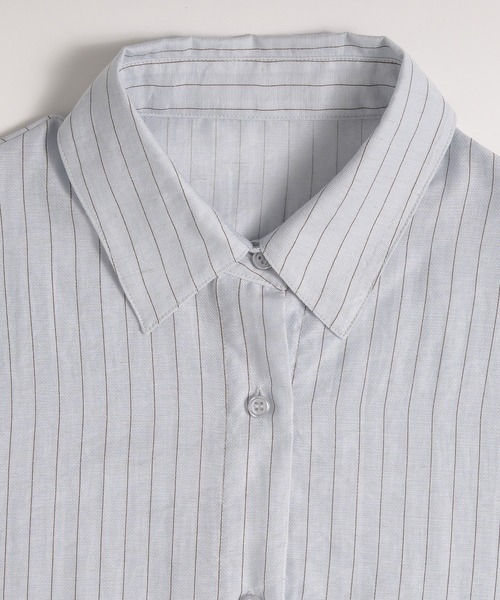 MUHET（ミュエータ）の「sheer stripe oversized shirt / シアーストライプオーバーシャツ（シャツ/ブラウス・レディース・ライトブルー/ベージュ・FREE）」の16枚目の写真