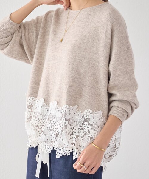 Beardsley 裾レースニット 裾レースニット（ニット/セーター）｜BEARDSLEY（ビアズリー）の