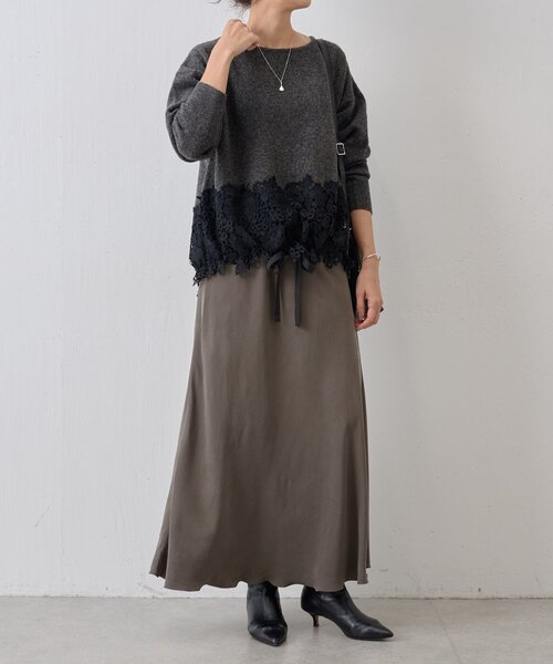 BEARDSLEY（ビアズリー）の「裾レースニット（ニット/セーター）」 - WEAR