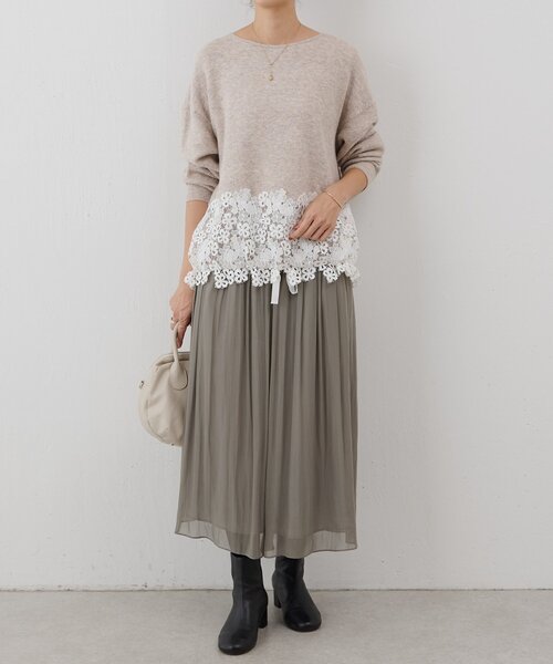 裾レースニット（ニット/セーター）｜BEARDSLEY（ビアズリー）の