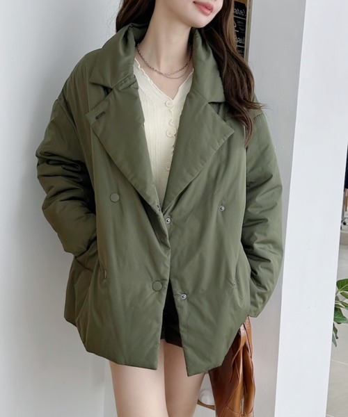 セール】綺麗めデザインに落とし込んだ中綿コート（テーラード