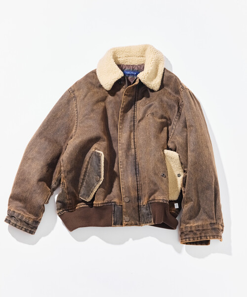 USA古着 BRUTAS 肉厚フライトジャケット 襟ボア 茶 L ジャンパー Chico（チコ） ブルゾン FREE ブラウン レディース : ZOZOTOWN Yahoo