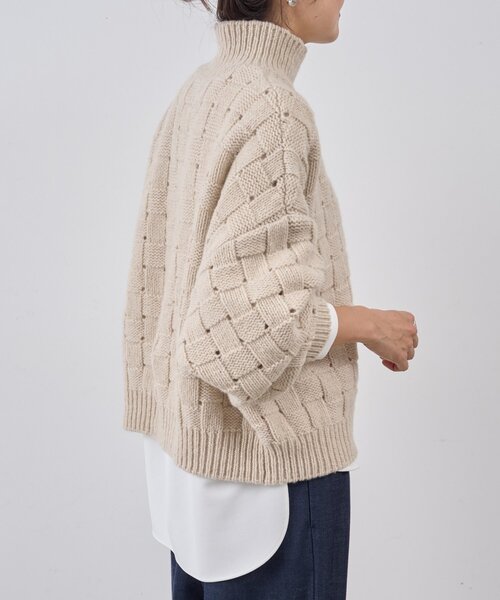 BEARDSLEY(ビアズリー)の「バスケットニットプルオーバー(ニット/セーター・レディース・ベージュ・FREE)」の4枚目の写真