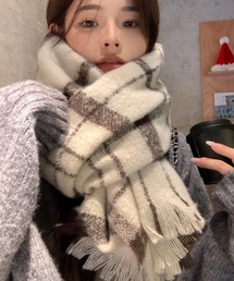 SHEENA（シーナ）の「【25秋冬新作】小顔効果/ふんわりタッチチェックマフラ/（バンダナ/スカーフ）」