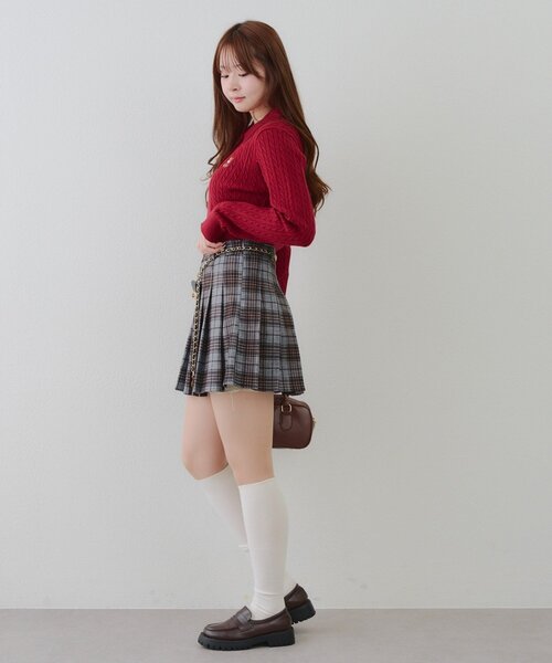 continuer de NICE CLAUP（コンティニューデナイスクラップ）の「チャーム付プリーツミニスカート（スカート・レディース・チャコールグレー/ブラック系その他/グレー系その他2/ブラック/オフホワイト/その他1/その他2・FREE）」の12枚目の写真