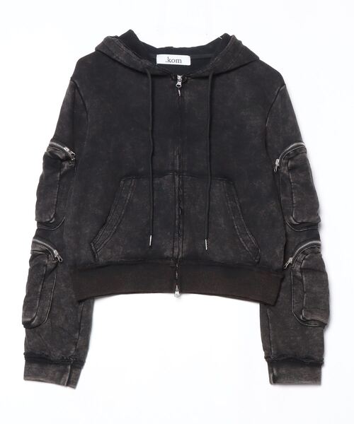 .KOM(ドットコム)の「A'GEM/9 × .kom 『.KOM/ドットケーオーエム』 Vintage Wash Zip-Up Hoodie/ヴィンテージウォッシュ ジップアップパーカー(パーカー・レディース・ブラック・FREE)」の14枚目の写真