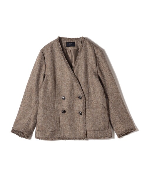 セール】SHIPS Colors:フリンジ ヘリンボーン ジャケット（テーラード