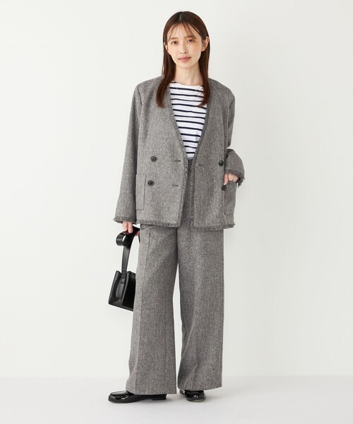 セール】SHIPS Colors:フリンジ ヘリンボーン ジャケット（テーラード