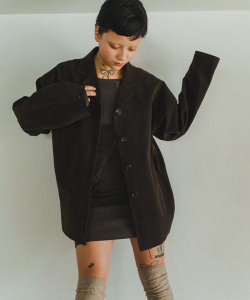 lit(リット)の「Suede Touch Middle Jacket(その他アウター・レディース・ブラウン/グレイッシュベージュ・FREE)」の4枚目の写真