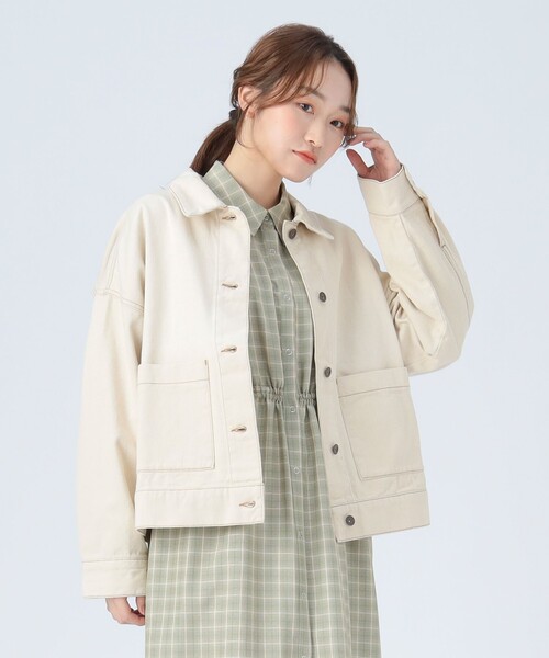 BEAMS HEART（ビームスハート）の「タック スリーブ オーバー デニム ジャケット（デニムジャケット・レディース・ナチュラル/ネイビー・MEDIUM/SMALL）」の21枚目の写真