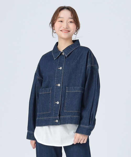 BEAMS HEART（ビームスハート）の「タック スリーブ オーバー デニム ジャケット（デニムジャケット・レディース・ナチュラル/ネイビー・MEDIUM/SMALL）」の14枚目の写真