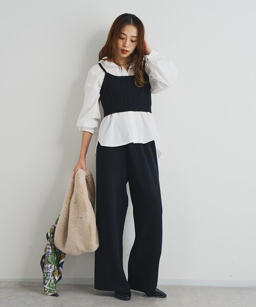 un dix cors（アンディコール）の「ニットビスチェsetハイカウントシャツ（シャツ/ブラウス・レディース・オフホワイト/サックスブルー・FREE）」の7枚目の写真