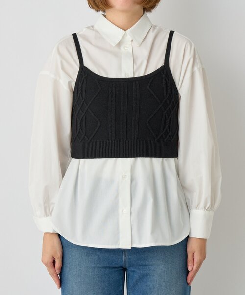 un dix cors（アンディコール）の「ニットビスチェsetハイカウントシャツ（シャツ/ブラウス・レディース・オフホワイト/サックスブルー・FREE）」の8枚目の写真