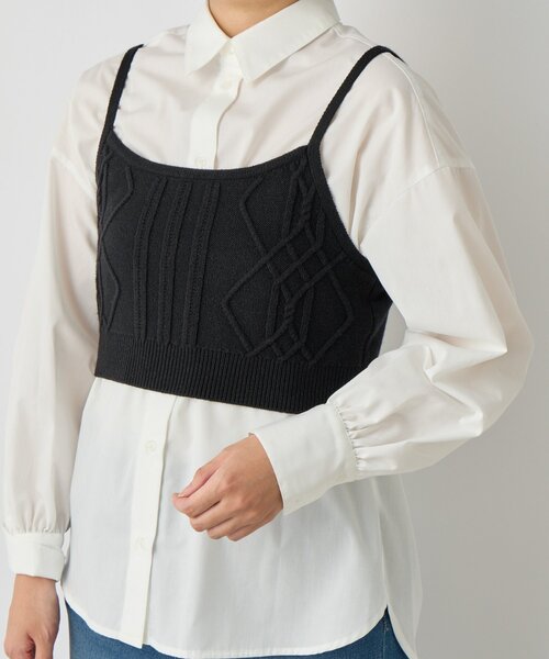 un dix cors（アンディコール）の「ニットビスチェsetハイカウントシャツ（シャツ/ブラウス・レディース・オフホワイト/サックスブルー・FREE）」の17枚目の写真