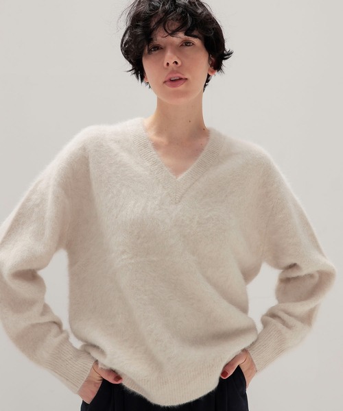 セール】fox cashmere vneck pullover(フォックスカシミヤVネックプル