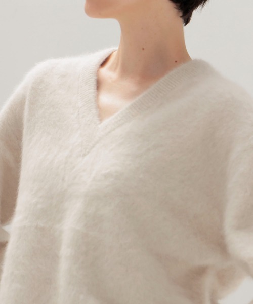 セール】fox cashmere vneck pullover(フォックスカシミヤVネックプル