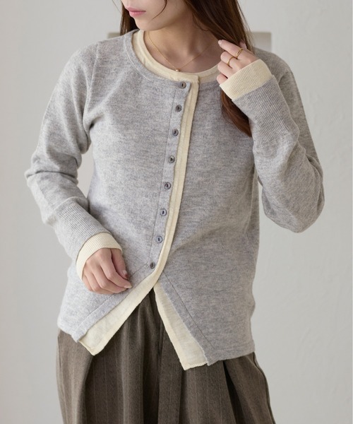 セール】【apres jour clair】レイヤード風ニットカーディガン