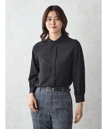 Perfect Suit FActory（パーフェクトスーツファクトリー）の「ジョーゼット　スタンドカラ－ウォッシャブルブラウス　オフホワイト/ブラック/グレー【マシンウォッシャブル】（Tシャツ/カットソー）」