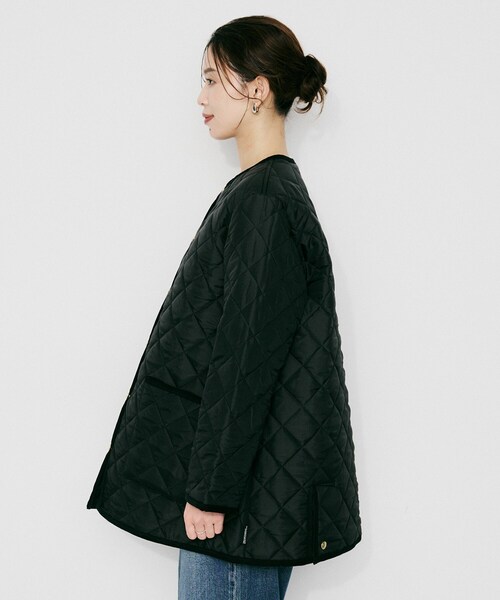 UNTITLED（アンタイトル）の「【 TRADITIONAL WEATHERWEAR 】アークリー Aライン ミドルコート（ノーカラーコート・レディース・アイボリー/ブラック・02）」の13枚目の写真