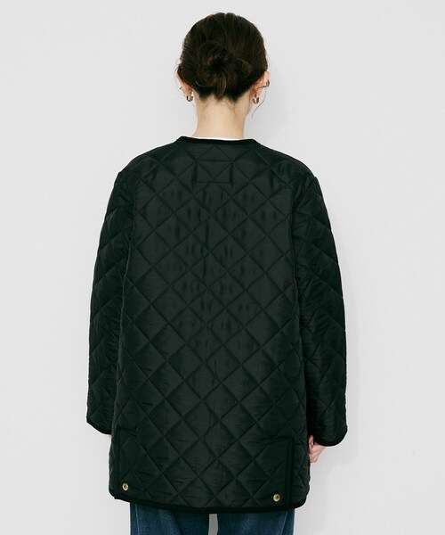 UNTITLED（アンタイトル）の「【 TRADITIONAL WEATHERWEAR 】アークリー Aライン ミドルコート（ノーカラーコート・レディース・アイボリー/ブラック・02）」の14枚目の写真