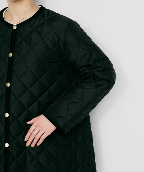 UNTITLED（アンタイトル）の「【 TRADITIONAL WEATHERWEAR 】アークリー Aライン ミドルコート（ノーカラーコート・レディース・アイボリー/ブラック・02）」の16枚目の写真