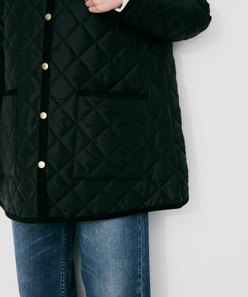 UNTITLED（アンタイトル）の「【 TRADITIONAL WEATHERWEAR 】アークリー Aライン ミドルコート（ノーカラーコート・レディース・アイボリー/ブラック・02）」の18枚目の写真