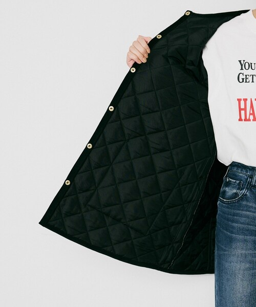 UNTITLED（アンタイトル）の「【 TRADITIONAL WEATHERWEAR 】アークリー Aライン ミドルコート（ノーカラーコート・レディース・アイボリー/ブラック・02）」の22枚目の写真