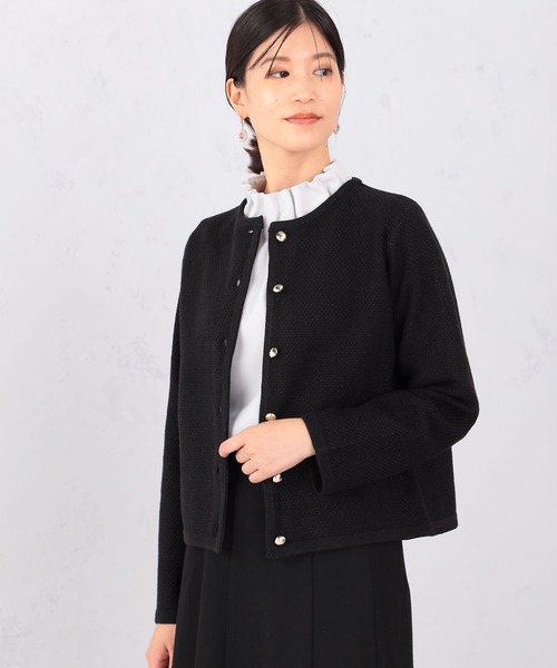 GALLORIA（ギャローリア）の「ジャケット風ニットカーディガン（カーディガン/ボレロ・レディース・ブラック/ライトグレー/オートミール・S/M/L/LL）」の2枚目の写真