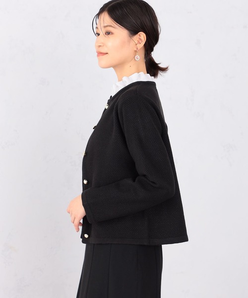 GALLORIA（ギャローリア）の「ジャケット風ニットカーディガン（カーディガン/ボレロ・レディース・ブラック/ライトグレー/オートミール・S/M/L/LL）」の4枚目の写真