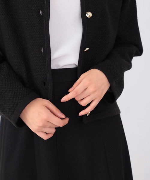 GALLORIA（ギャローリア）の「ジャケット風ニットカーディガン（カーディガン/ボレロ・レディース・ブラック/ライトグレー/オートミール・S/M/L/LL）」の6枚目の写真