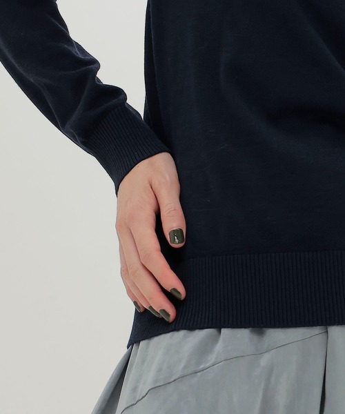 DRESSLAVE(ドレスレイブ)の「basolan wool V highneck pullover(バソランウールVハイネックプルオーバー)(ニット/セーター・レディース・ネイビー/イエロー・38)」の6枚目の写真
