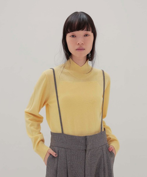 DRESSLAVE(ドレスレイブ)の「basolan wool V highneck pullover(バソランウールVハイネックプルオーバー)(ニット/セーター・レディース・ネイビー/イエロー・38)」の11枚目の写真