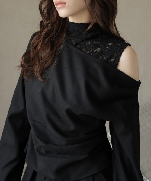 Ulysses（ユリシス）の「【3set】レースタンクレイヤードワンショルカットソー＆ワイドパンツ（セットアップ・レディース・ブラック/グレー・M/S）」の16枚目の写真