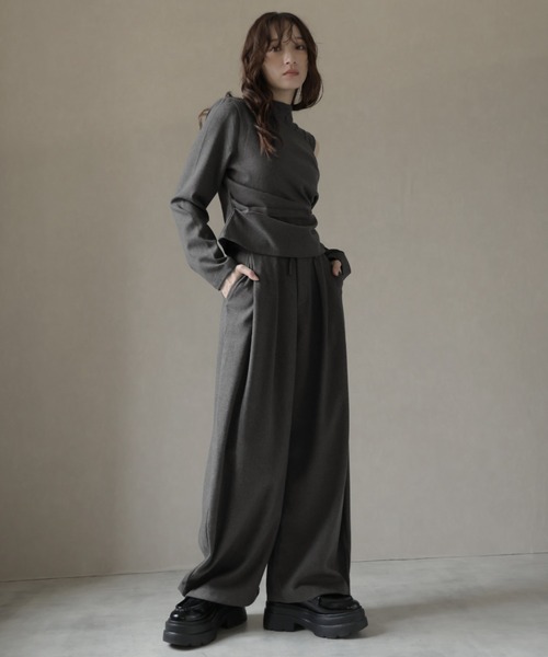 Ulysses（ユリシス）の「【3set】レースタンクレイヤードワンショルカットソー＆ワイドパンツ（セットアップ・レディース・ブラック/グレー・M/S）」の20枚目の写真